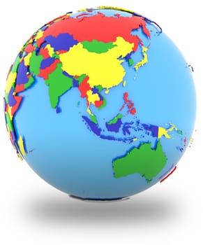 Southeast Asia, political map of the world with countries in four colours, isolated on white background.