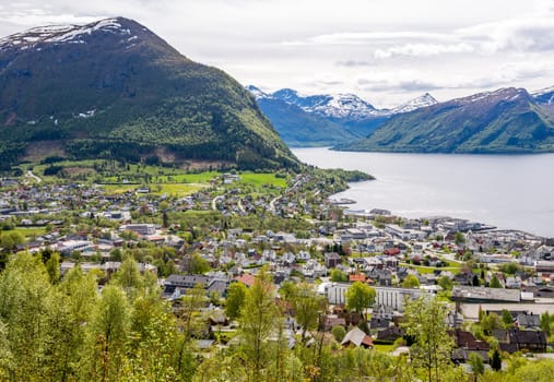 A nice aerial view to Volda, Norway