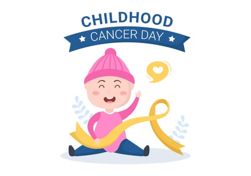 International Childhood Cancer Day Hand Drawn Cartoon Illustration on February 15 for Raising Funds, Promoting the Prevention and Express Support