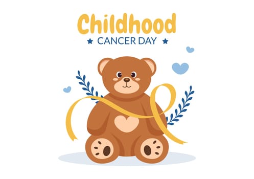 International Childhood Cancer Day Hand Drawn Cartoon Illustration on February 15 for Raising Funds, Promoting the Prevention and Express Support