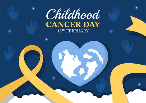 International Childhood Cancer Day Hand Drawn Cartoon Illustration on February 15 for Raising Funds, Promoting the Prevention and Express Support