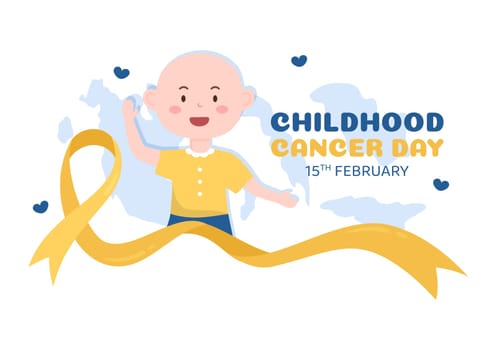 International Childhood Cancer Day Hand Drawn Cartoon Illustration on February 15 for Raising Funds, Promoting the Prevention and Express Support