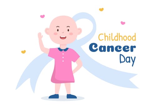 International Childhood Cancer Day Hand Drawn Cartoon Illustration on February 15 for Raising Funds, Promoting the Prevention and Express Support