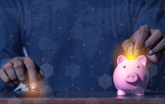 Investor online saving concept, Online Investment Savings, Online Stock Investors, Internet Financial Transactions, Save Monney for Investors Using Internet to Trade Stocks or Trade Fund