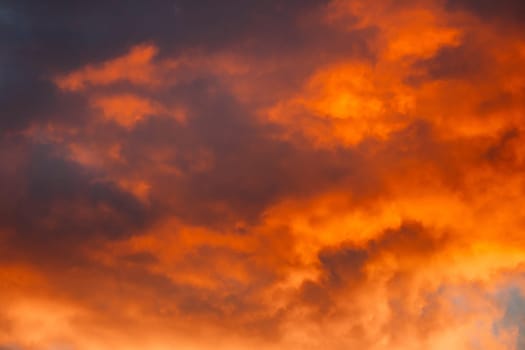 Sunrise Bright Dramatic Sky. Scenic Colorful Sky At Dawn. Sunset Sky Natural Abstract Background In Red Orange Colors