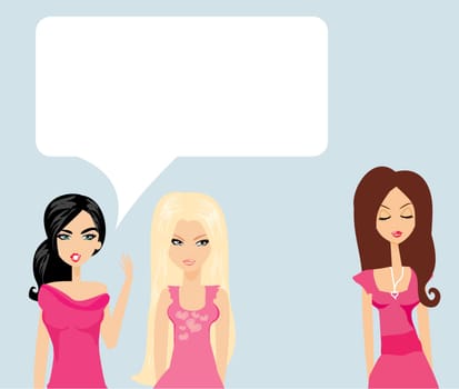 Envious two women gossip about their friend
