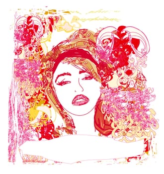Creative fashion portrait, vector