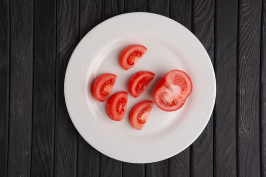 top view of plate with tomato