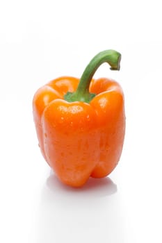 Sweet bell pepper with shadow on white background.