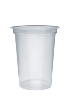Empty plastic takeaway cup isolated on white background