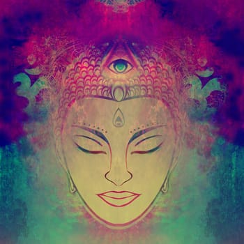 decorative buddha portrait - abstract illustration