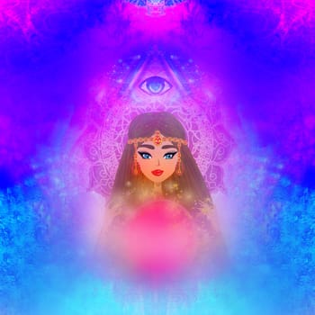 Fortune teller woman with a crystal ball