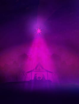 Birth of Jesus in Bethlehem - artistic holiday card