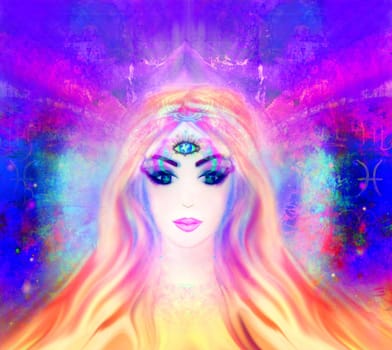 Woman with third eye, psychic supernatural senses