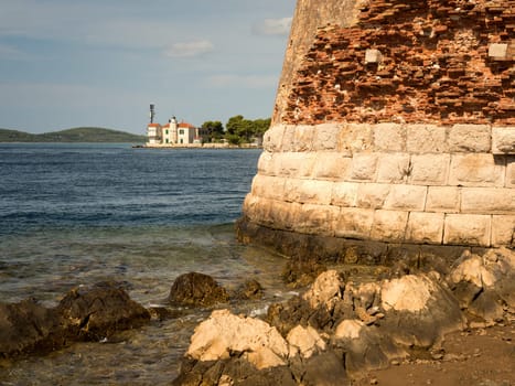 old fortress of sveti nikolai on the entrance of the canal of sibenik croatia