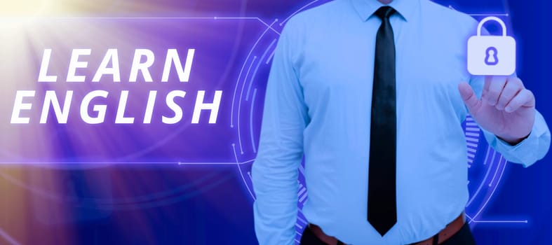 Conceptual caption Learn English, Business idea Universal Language Easy Communication and Understand