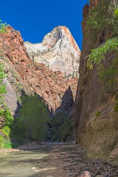 Deep in the Zion Narrows in Zion National Park in Utah