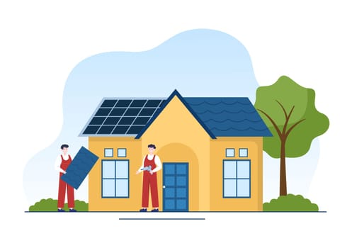 Roofing Construction Workers Template Hand Drawn Cartoon Flat Illustration with Housetop Renovation, Fixing Rooftop Tile House and Roof Reconstruction
