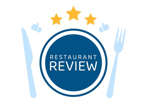 Restaurant Rating Review Template Hand Drawn Cartoon Flat Illustration with Customer Feedback, Rate Star, Expert Opinion and Online Survey