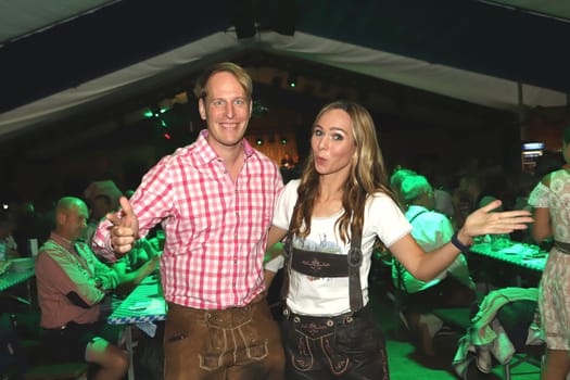 DJ Robert Laube and ilka Gronewold,.Barrel tapping Wandsbek Oktoberfest Hamburg with VIP Guest  ,16.09.2022