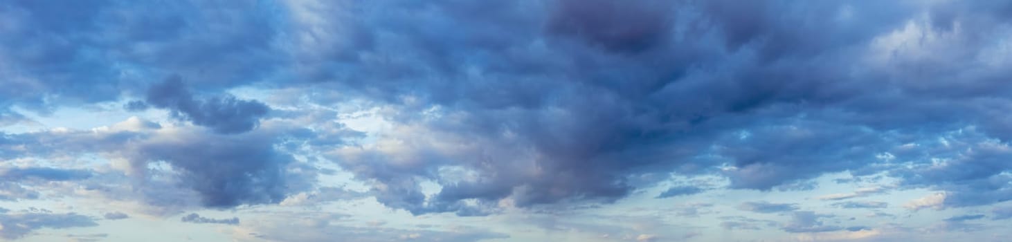 Natural Evening Cloudy Sky Abstract Background. Panorama Panoramic View. Backdrop.