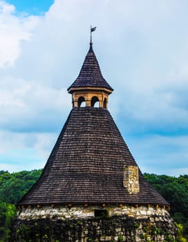 Fragment of the tower of wooden roof