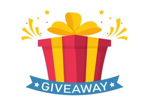Giveaway Template Hand Drawn Cartoon Flat Illustration with Win a Prize, Surprise Package, Reward and Gift Box Design