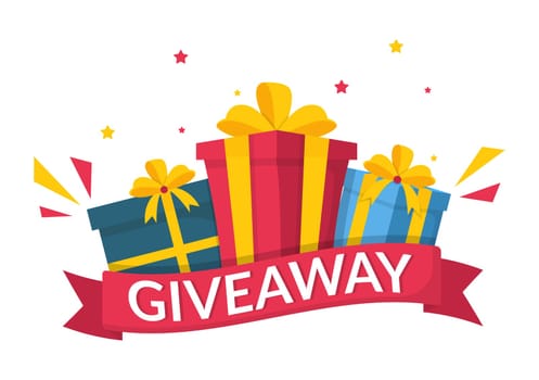 Giveaway Template Hand Drawn Cartoon Flat Illustration with Win a Prize, Surprise Package, Reward and Gift Box Design
