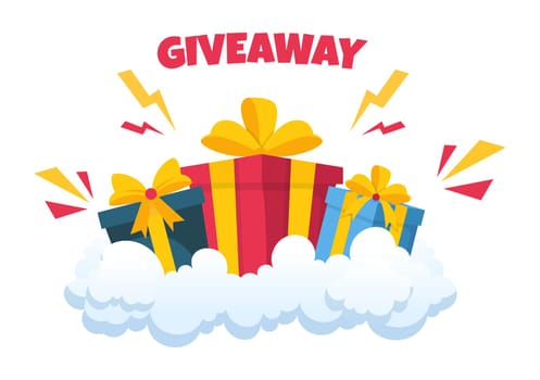 Giveaway Template Hand Drawn Cartoon Flat Illustration with Win a Prize, Surprise Package, Reward and Gift Box Design