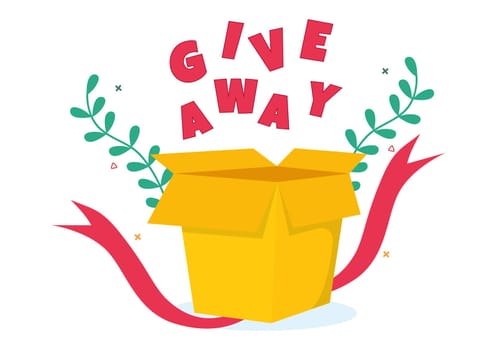 Giveaway Template Hand Drawn Cartoon Flat Illustration with Win a Prize, Surprise Package, Reward and Gift Box Design