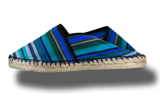 Espadrille shoe, traditional spanish shoes made of sparto rope and canvas. Isolated over white background