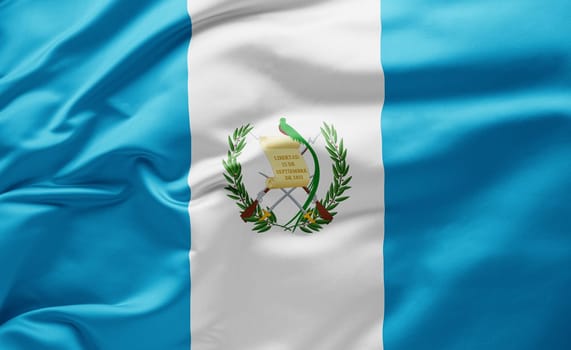 Waving national flag of Guatemala