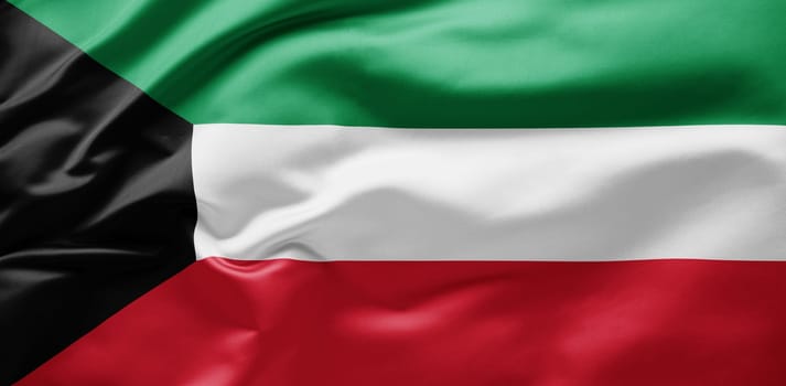 Waving national flag of Kuwait