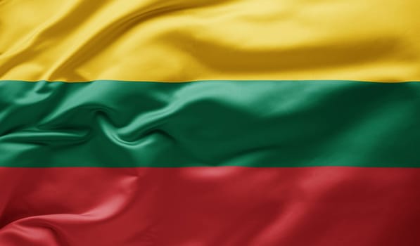 Waving national flag of Lithuania