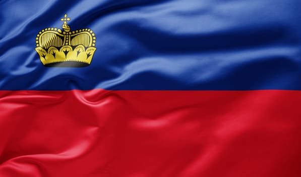Waving national flag of Lichtenstein