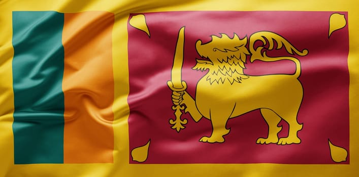 Waving national flag of Sri Lanka