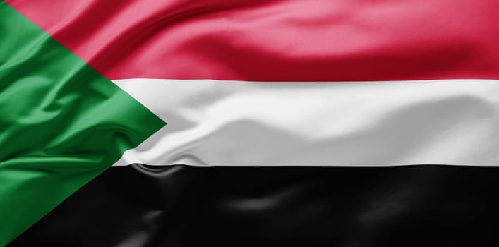 Waving national flag of Sudan
