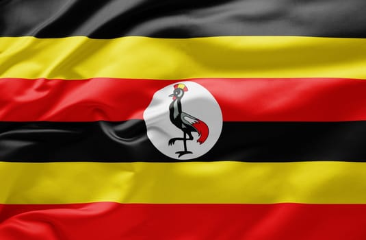 Waving national flag of Uganda