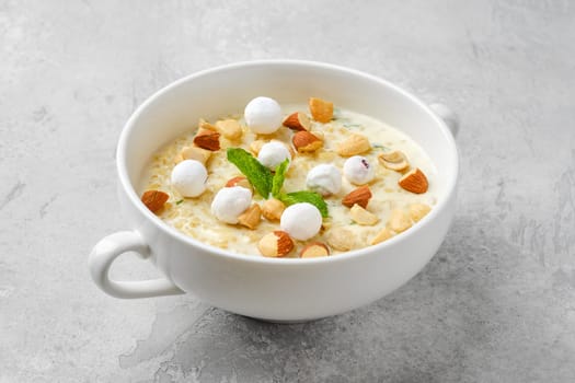 Sweet bulgur porridge in a bowl