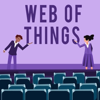 Conceptual caption Web Of Things, Business overview Internet technology online modern data service communication