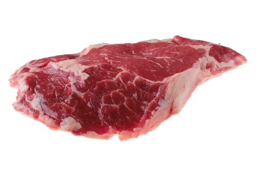 Raw ribeye steak, premium beef boneless meat isolated on white background