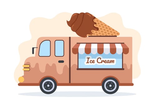 Ice Cream Store Template Hand Drawn Cartoon Flat Illustration with Delicious Dessert and Various Flavors Design