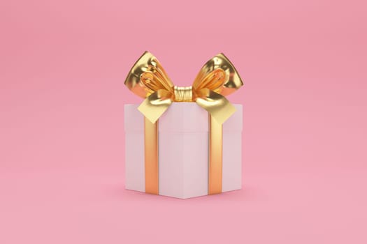 3d rendering Image of Jewish holiday Hanukkah with gif box on a pink background.