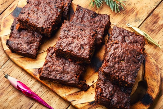 Panforte, cake with almonds, nuts, dried fruits and berries.