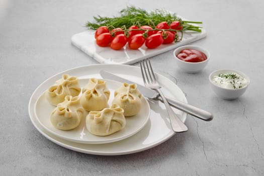 Frozen semifinished manti stuffed with lamb meat