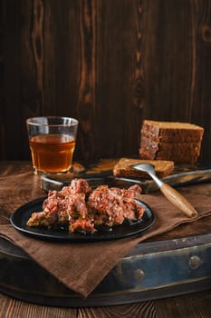 Homemade canned deer stew meat on a plate
