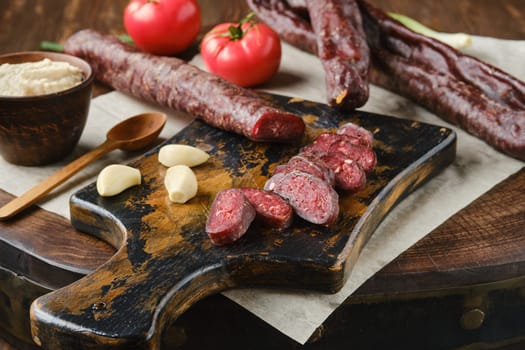 Dried sausage made of venison meat