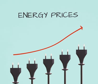 Illustration of power plugs, increasing prices for electricity, expensive green energy, financial crisis, gas supply problems