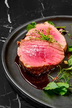 Grilled juicy beef steak medium rare
