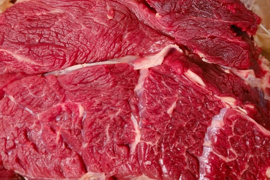 Closeup view of raw beef neck